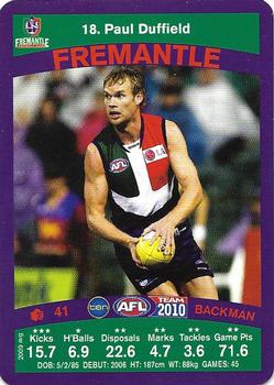 2010 Team Zone AFL Team #18 Paul Duffield Front